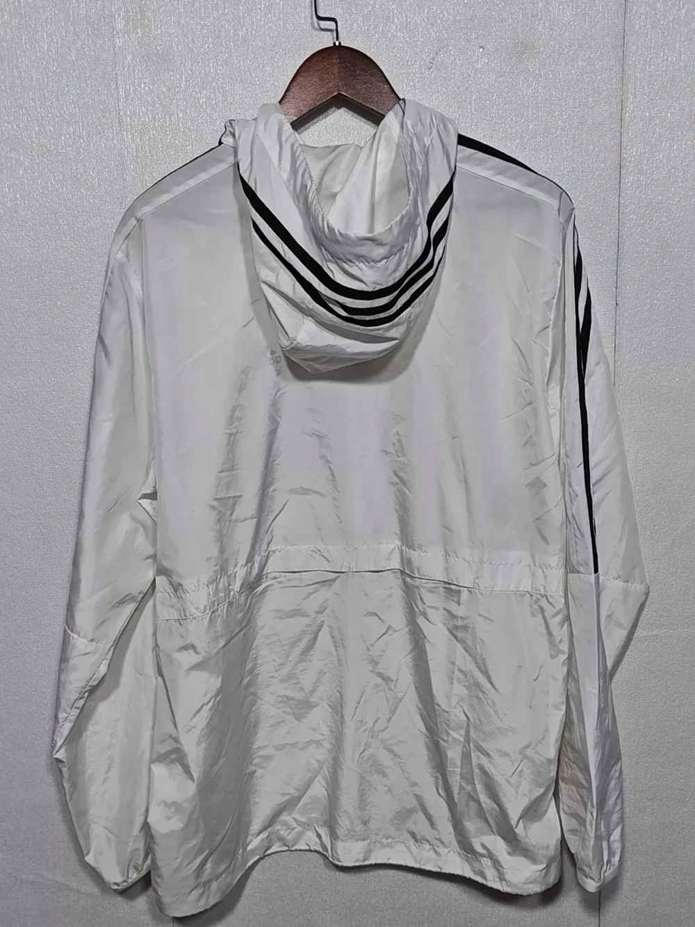 adidas White Windbreaker Jacket with Black Stripes